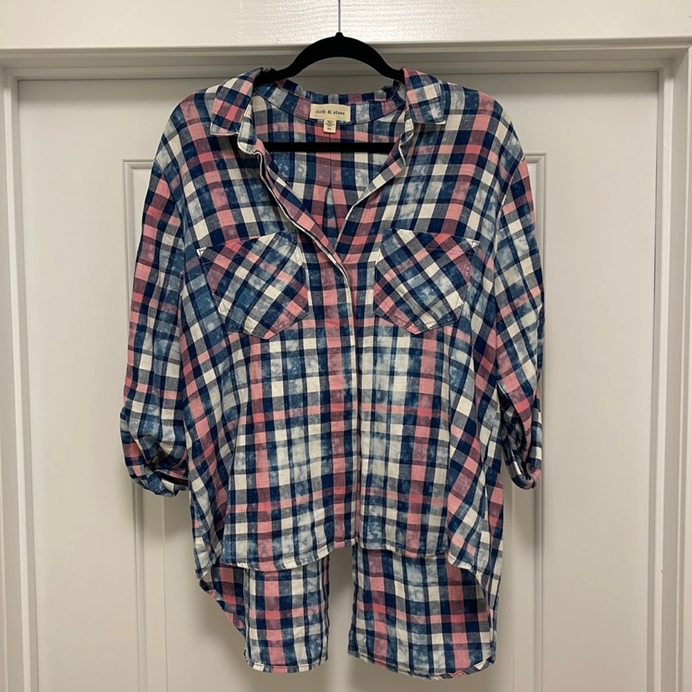 Cloth & Stone Button Up Plaid Shirt